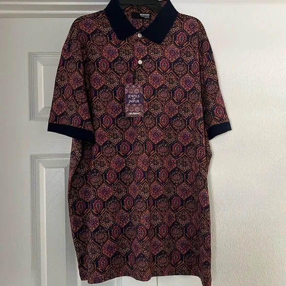 Murano Jewels of Jaipur Collection Jacquard Short Sleeve Polo - Picture 2 of 4